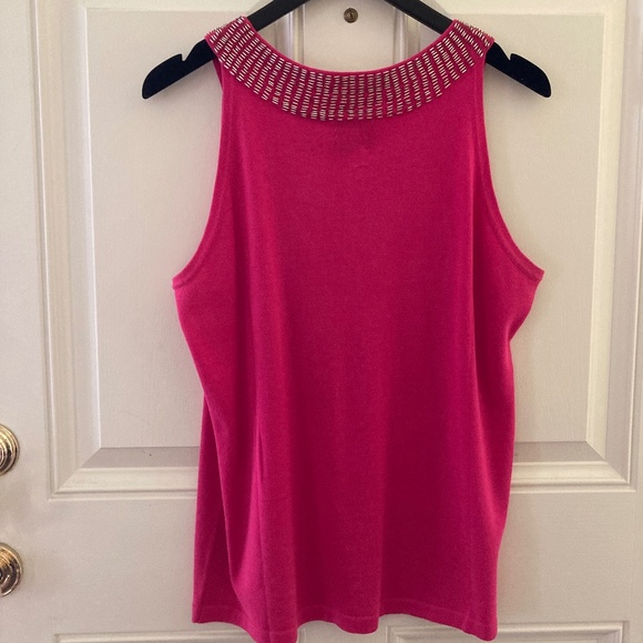 Linea by Louis Dell'Olio Sweater Tank/ Beading/Fuchsia/Size M/NEW/ON SALE $35! - Picture 3 of 3